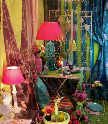 boutique tissus Revel vitrine d'automne La Lauragaise Des Tissus
